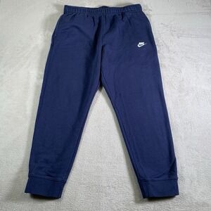 Nike Pants Mens 2XL Blue Fleece Joggers Sweatpants Elastic Waist Pockets Swoosh